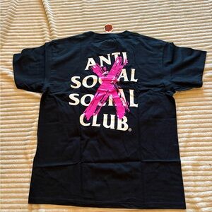 Anti Social Social Club Black Tee with Pink Accent